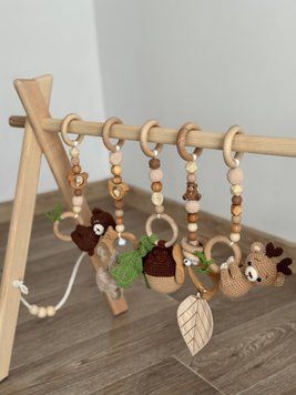 Тренажер Монтессорі, baby gym "Бежевий ліс" 17 фото